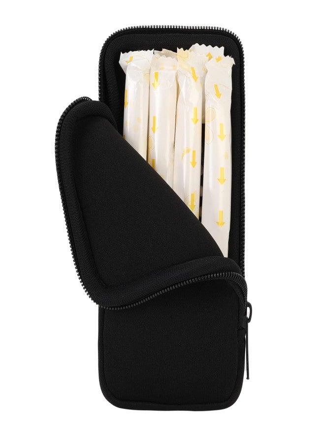 Koikyu Tampon Storage Bag, Neoprene Tampon Organizer Case with Zipper Small Pouch for Feminine Products Portable Period Bags for Women,Ladies (Black) - Image 1